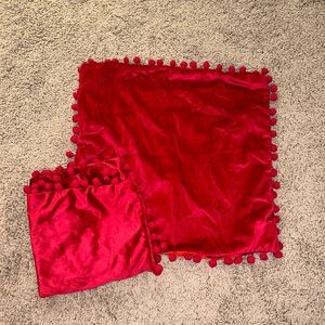 2 16x16 red velvet pillow covers